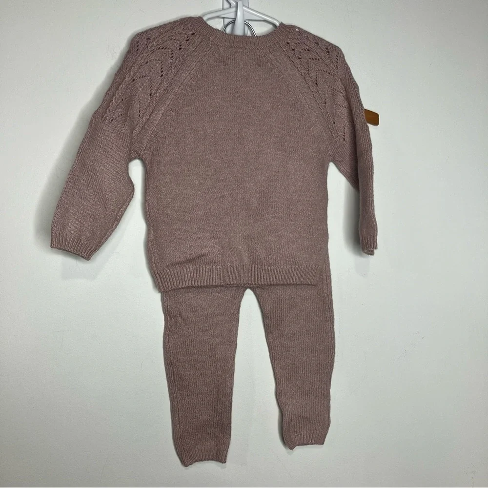 Old Navy‎ Pointelle-knit sweater set dusty rose baby size 18-24 mo